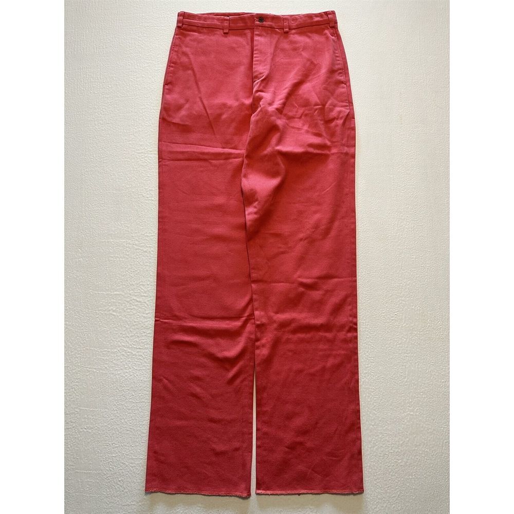 NEW J. Peterman SZ 36‎ Coral Heavy Cotton Twill Flat Front Tapered Trousers